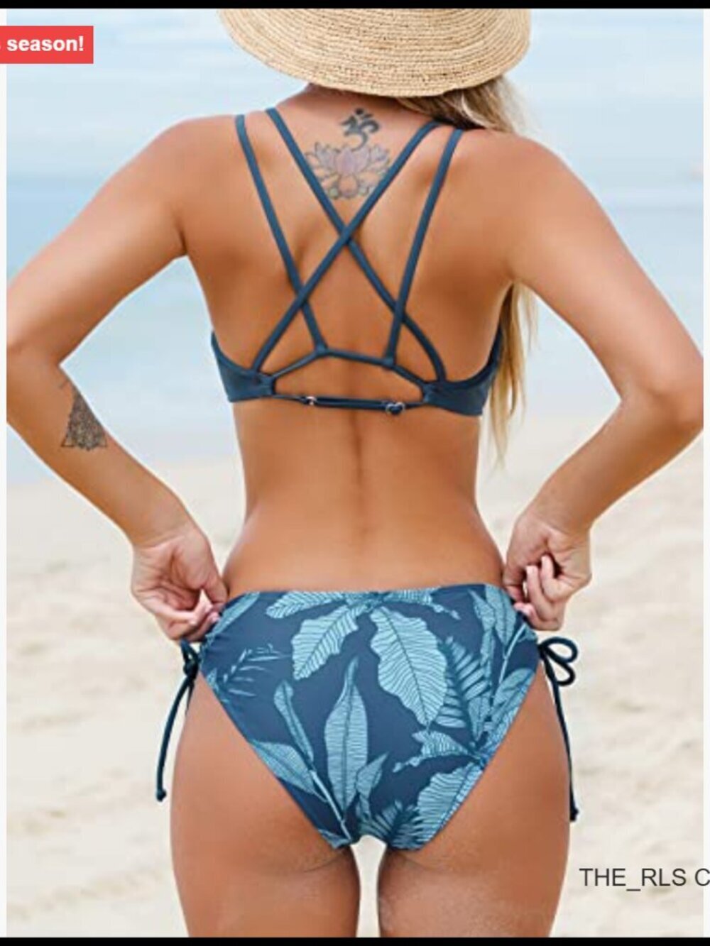 Two Piece Bikini Set with Criss Cross Back and Double Spaghetti Straps - Picture 2 of 7